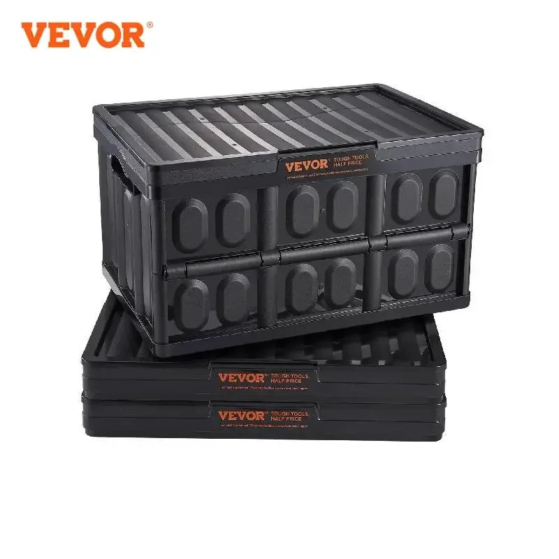 45L/65L Collapsible Storage Bins Folding Stackable Utility Garage Crates with Lids Handles for Clothes Snack Toys Grocery