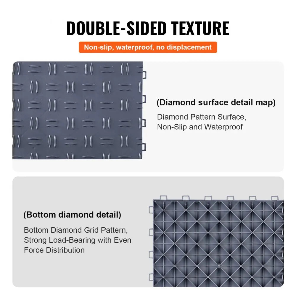 Garage Tiles Interlocking  Garage Floor Covering Tiles, Non-Slip Double-Sided Texture Garage Flooring Tiles