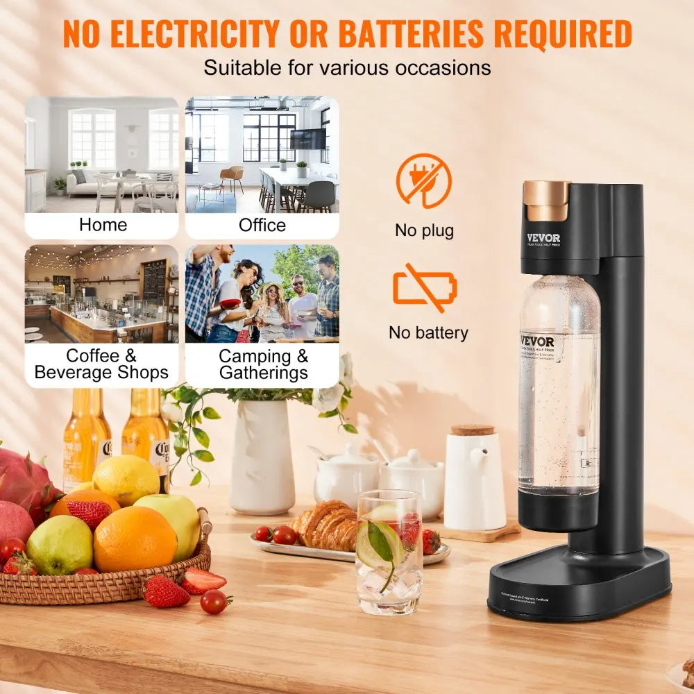 Sparkling Water Maker Soda Maker Machine for Home Carbonating Seltzer Water Starter Kit with BPA free 1L PET Bottle