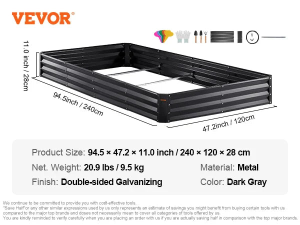 Raised Garden Bed Kit Large Metal Raised Planter Box Garden Beds Outdoor for Vegetables Flowers and Herbs with Open Bottom