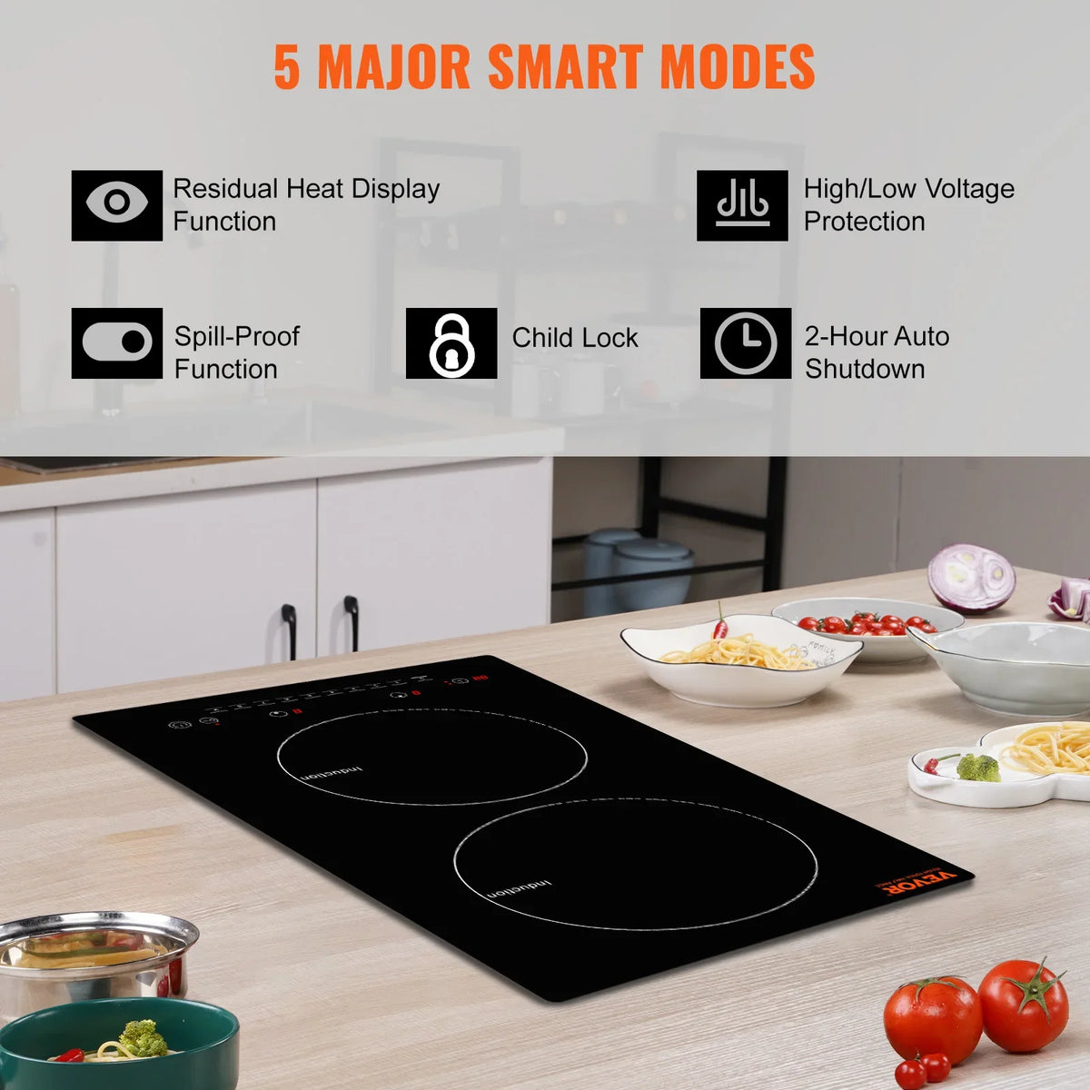 2 Burners Electric Induction Cooktop Stove Hob Built-in Burner Cooker Sensor Touch Control Magnetic Cooker Hot Plate