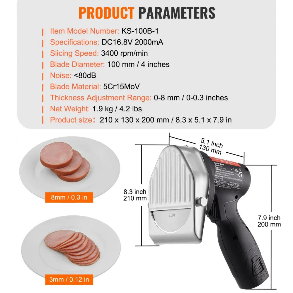 Electric Shawarma Knife Turkish Doner Kebab Meat Gyro Cutter with 2 Blades
