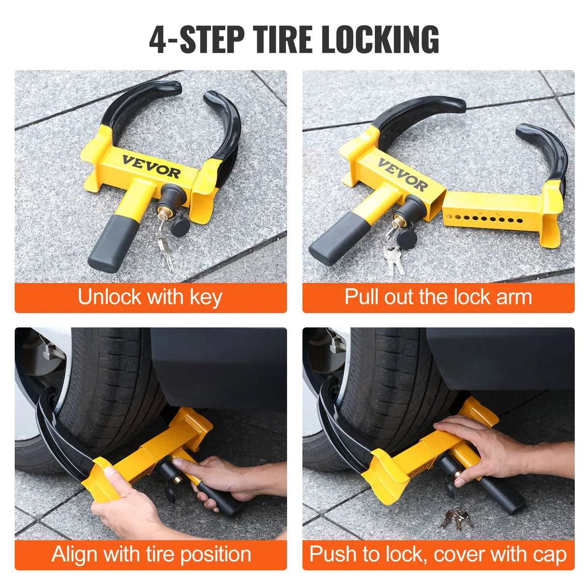 Wheel Lock 2 Packs Universal Wheel Clamp Lock Adjustable Anti Theft Trailer Lock Wheel Clamp Steel Tire Lock for ATV SUV