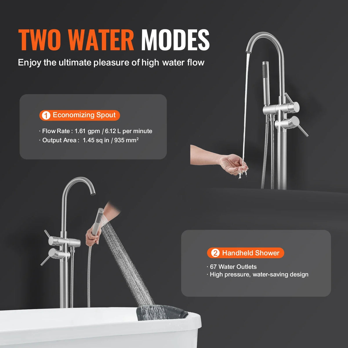 Freestanding Bathtub Faucet Floor Mount Shower Mixer Taps For Bathing Showering Pet Cleaning Drains Toilet Flushing