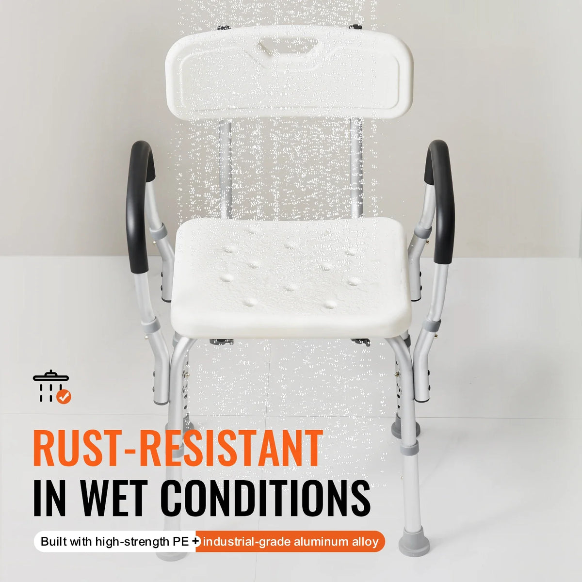 Shower Chair with Back Adjustable Height Shower tool for Inside Shower Non-slip Bath Chair for Elderly Disabled Handicap
