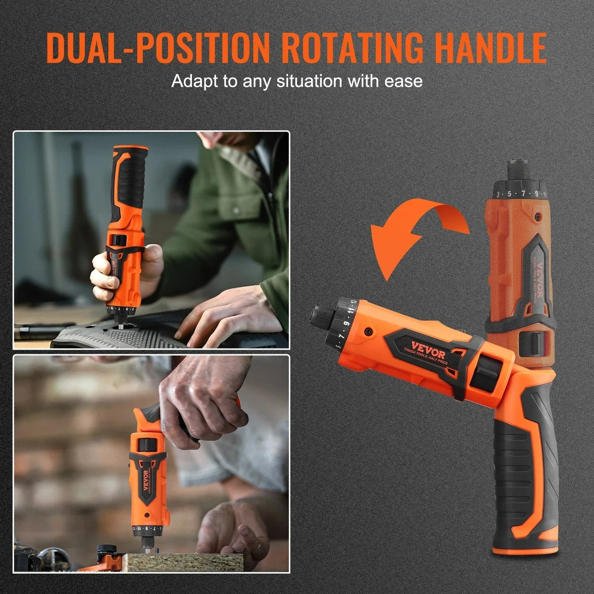 4V 6.5Nm Cordless Screwdriver Electric Screwdriver Rechargeable Set with 11 Accessory Kit and Charging Cable LED Light