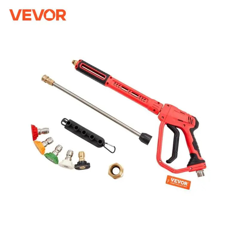 High Pressure Washer Gun 4000 PSI 5 Nozzle Tips Power Washer Spay Gun with Replacement Extension Wand