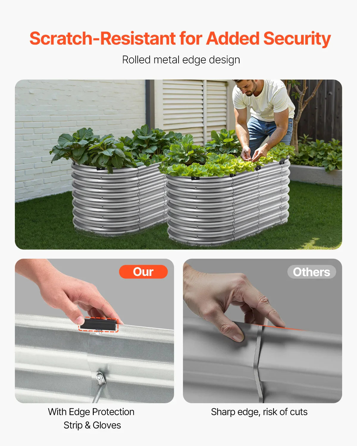 Metal Raised Garden Bed Outdoor Galvanized Planter Box with Open Bottom Large Oval Planter Raised Bed for Gardening Plants
