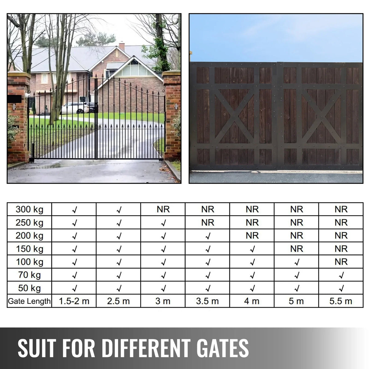 Dual Swing Gate Opener Kit 2PCs Heavy Duty Automatic Gate Opener Up to 660lbs 18ft Long Gate 50W Automatic Gate Opener Kit