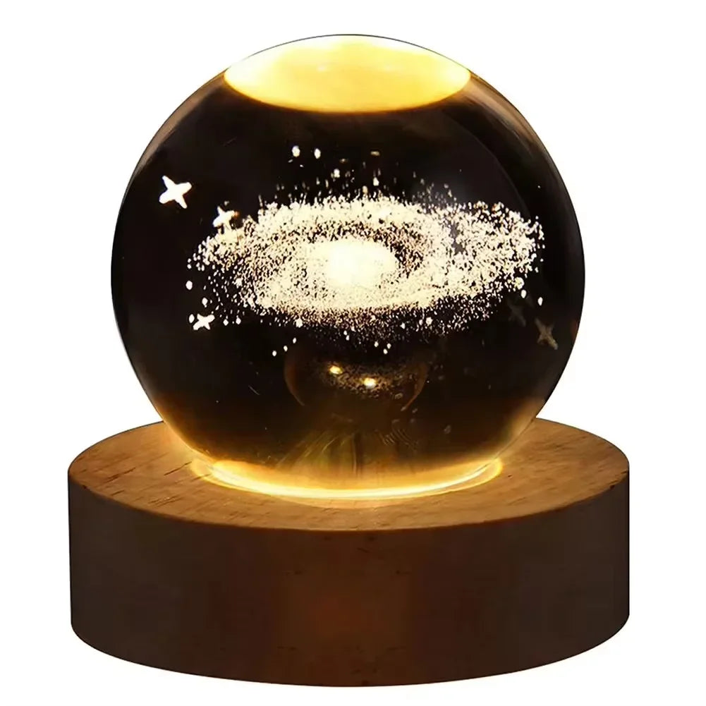 6cm Night Light Milky Way Galaxy Solar System Crystal Ball Children Night Lamp Bedroom Ambient LED Light Creative Gift Decor