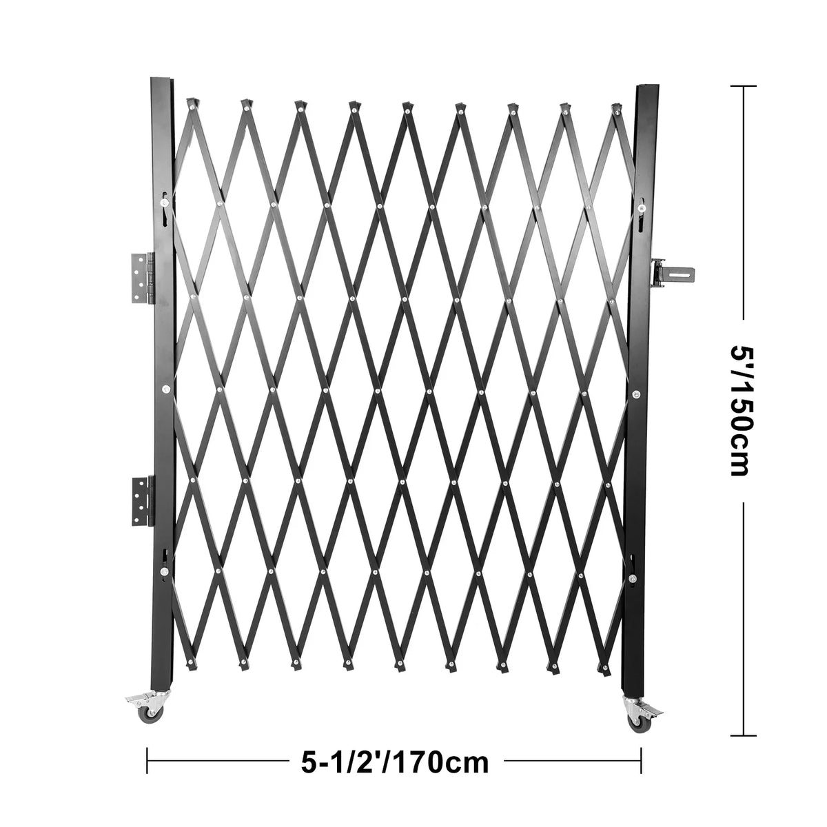 Single Folding Security Gate 1.5-2m x 1.22-3.66m Folding Door Gate Steel Accordion Flexible Expanding Security Gate Black