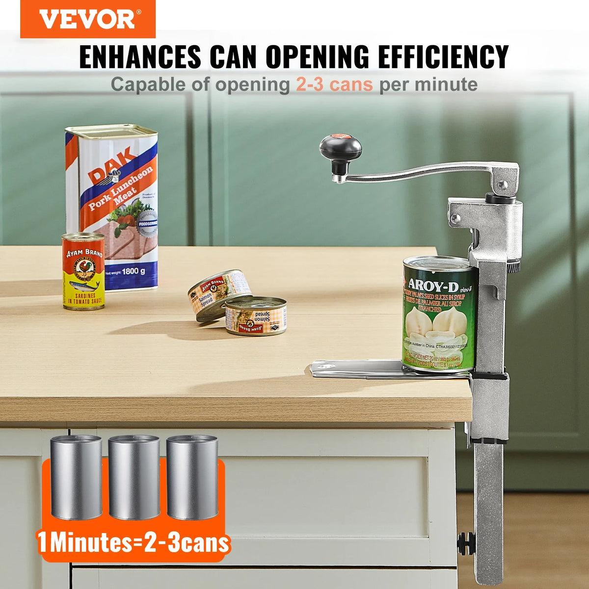 Manual Can Opener Commercial Table Opener for Large Cans Heavy Duty Can Opener with Base Adjustable Height Opener For Cans