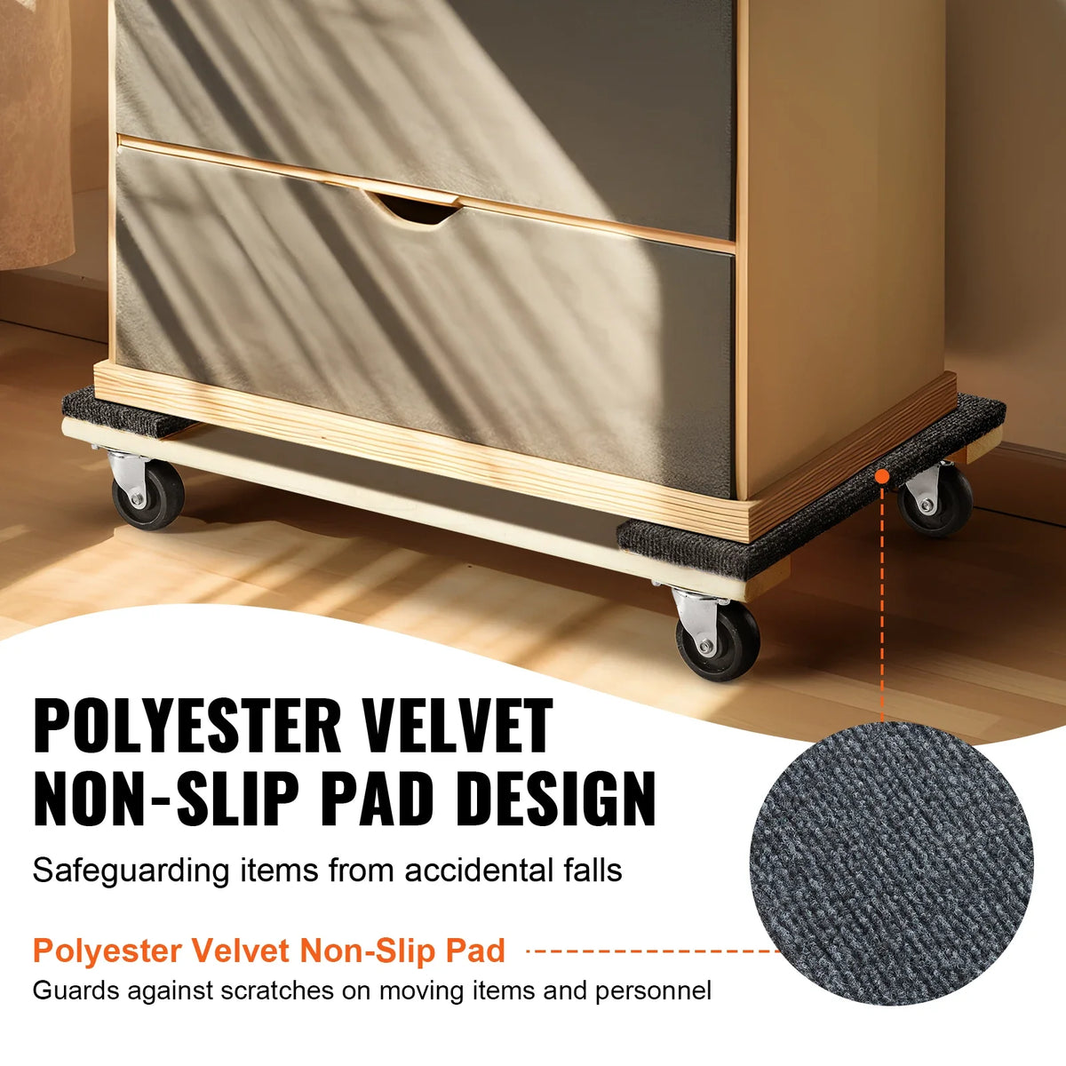 1000 lbs Furniture Moving Pallet Trolley Industrial Machinery Mover with PP Swivel Casters for Transporting Cargo Fridge