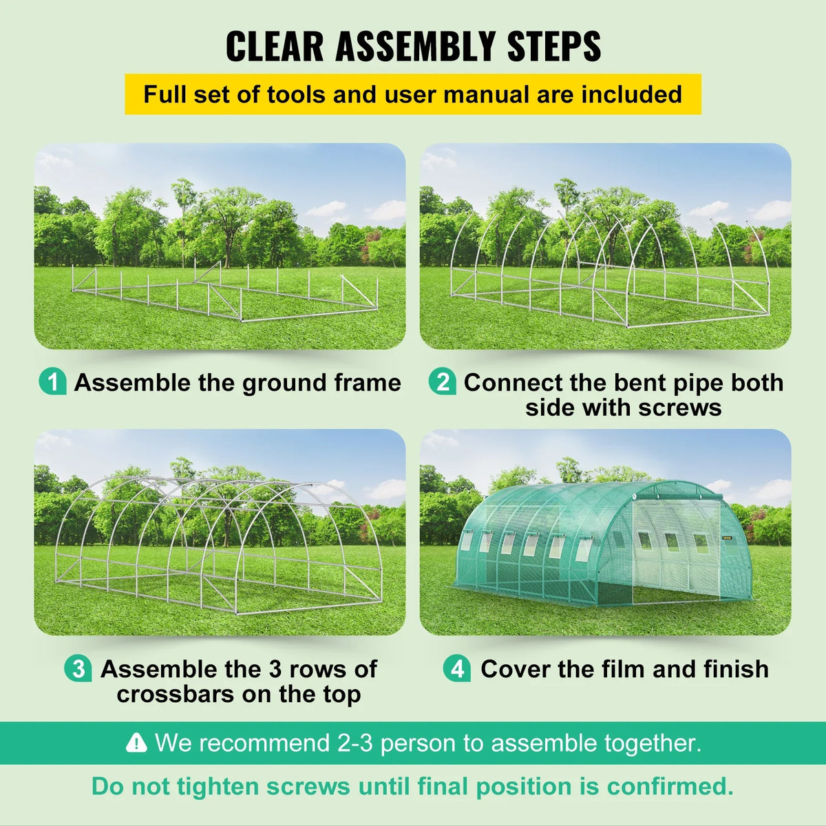 Walk-in Tunnel Greenhouse 20x10x7ft Portable Plant Green House W/Steel Hoops Essential for Plant to Resist Frost in Winter