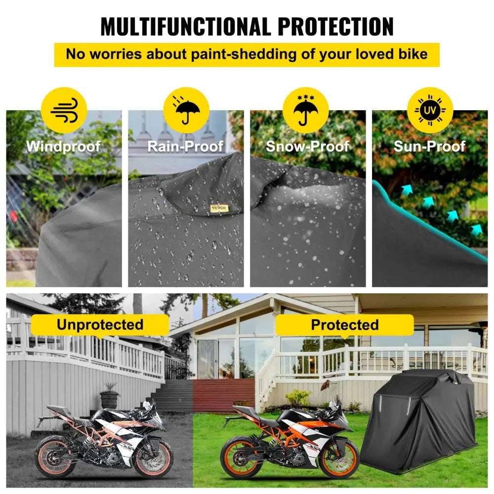 Motorcycle Cover Shelter Storage Waterproof   Motorcycle Shelter  Polyester Oxford Fabric Motorcycle Cover