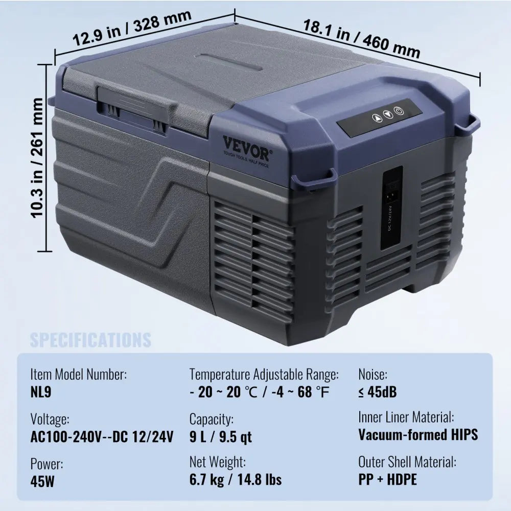 Portable Car Refrigerator Freezer Compressor 9L/12L/15L/30L/37L/45L Single Zone for Car Home for Outdoor Camping and RV
