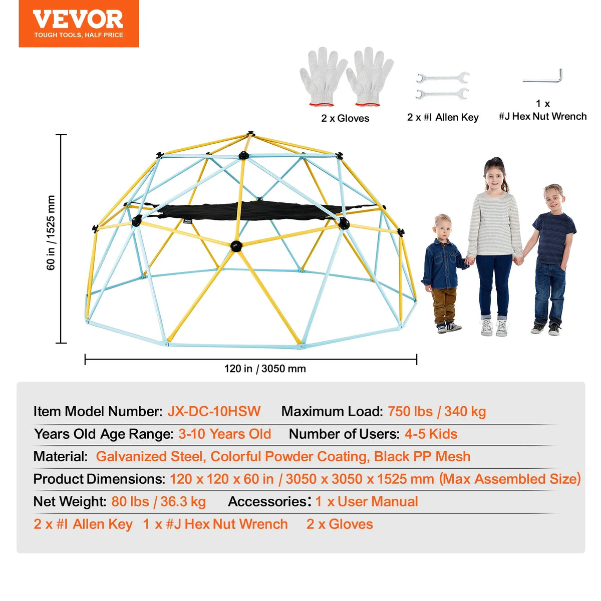 Climbing Dome 6/8/10/12FT Geometric Dome Climber Hammock Swing Jungle Gym Climbing Grip Outdoor Backyard Play Equipment