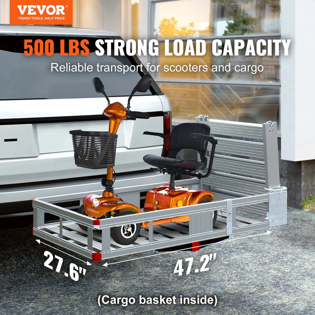 Hitch Mount Wheelchair Carrier 500LBS Mobility Scooter Carrier with Folding Ramp Aluminum Trailer for Truck SUV Car