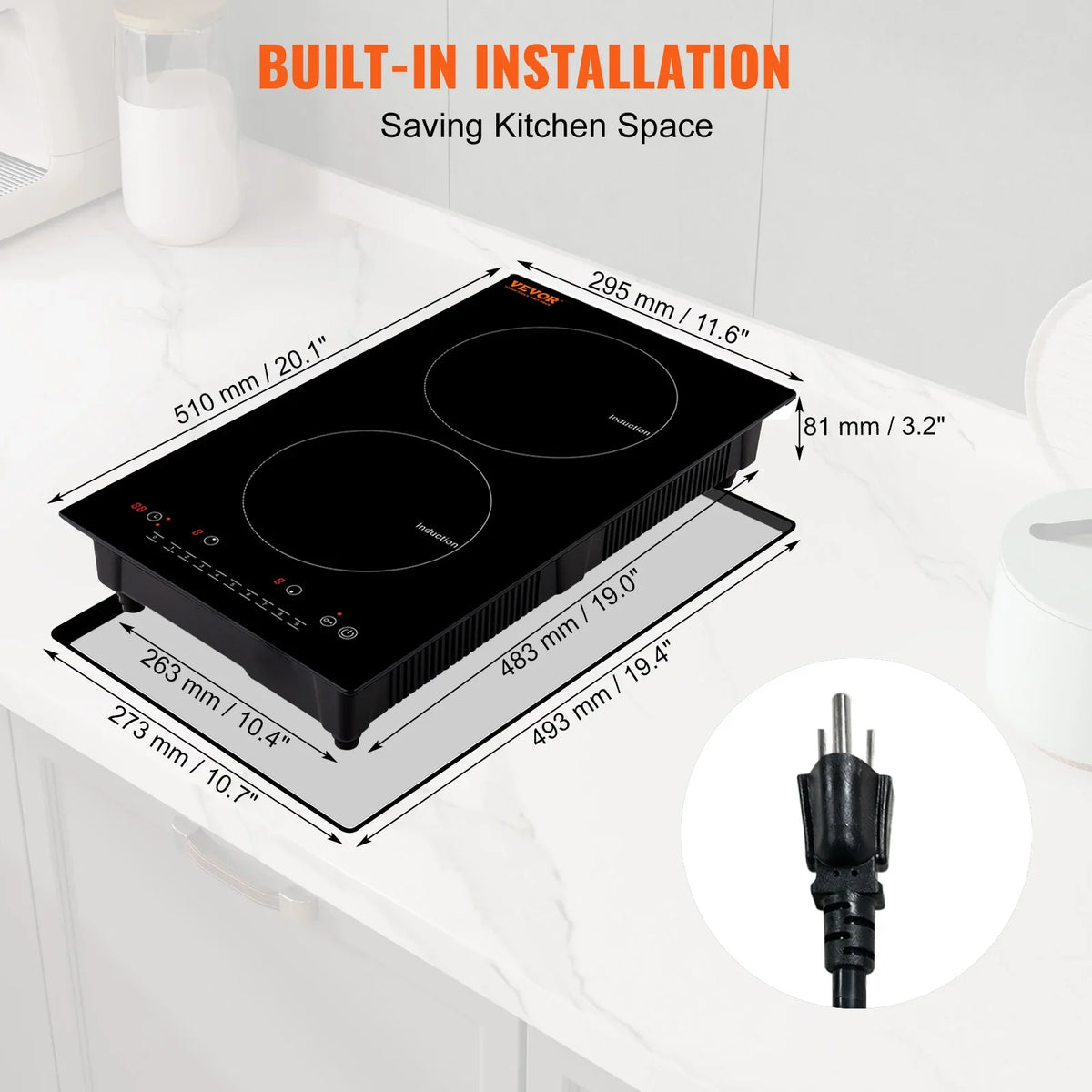 2 Burners Electric Induction Cooktop Stove Hob Built-in Burner Cooker Sensor Touch Control Magnetic Cooker Hot Plate