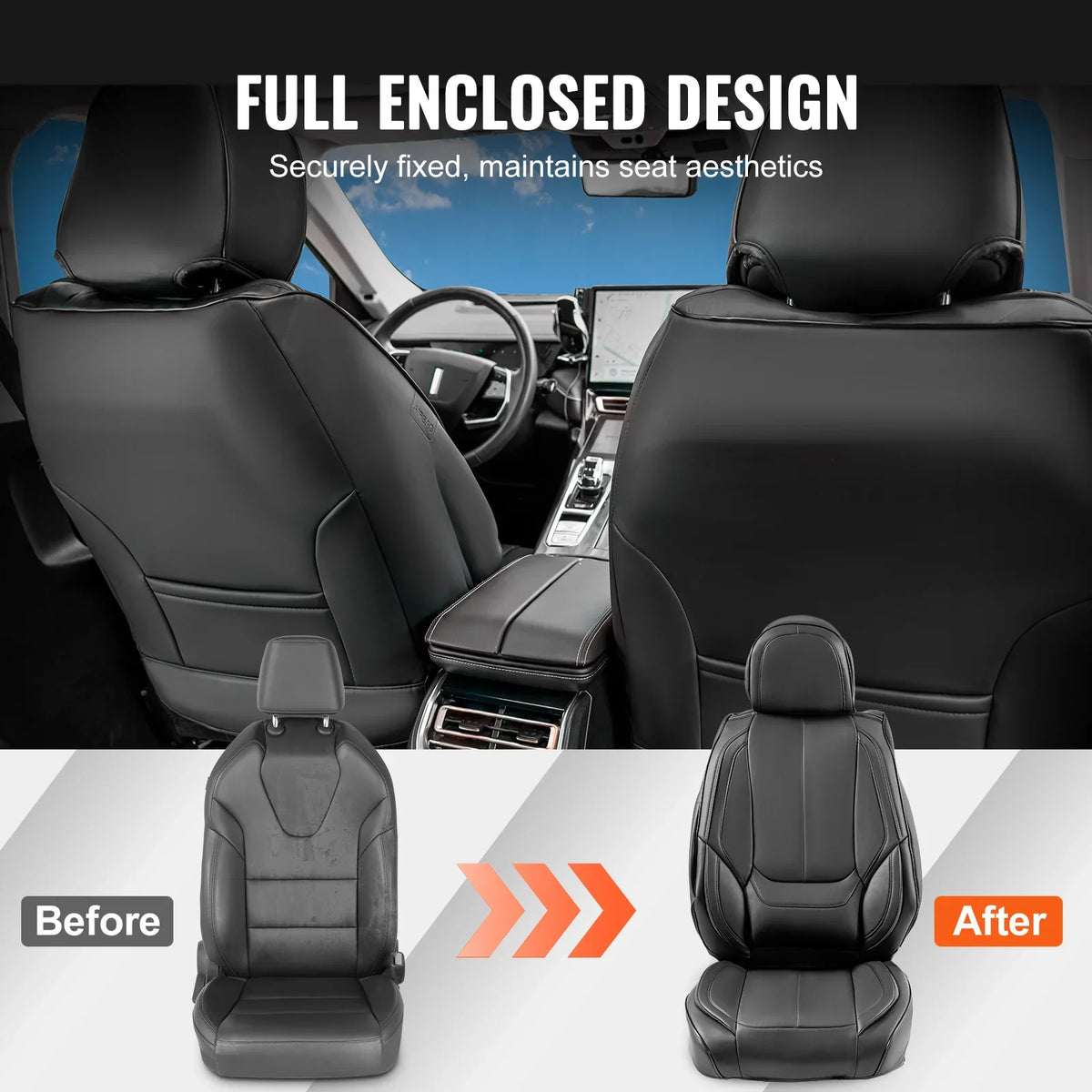 Seat Covers, Universal Car Seat Covers Full Set Seats Detachable Headrest and Airbag Compatible for Most Car SUV Truck