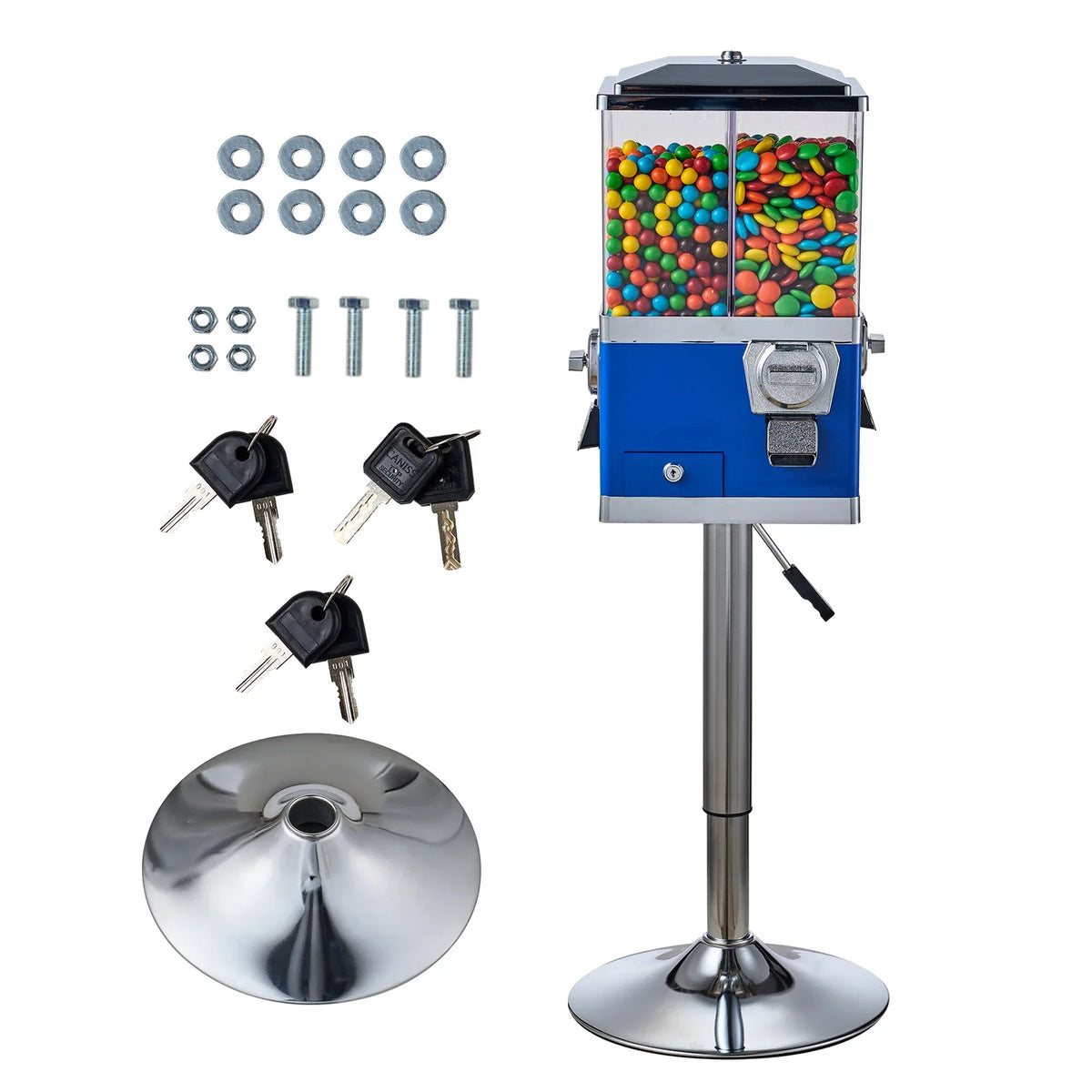 Commercial Candy Vending Machine Four Compartment Rotatable 25 Cent Coin For Toy Capsules Bouncy Balls Nut with Stand