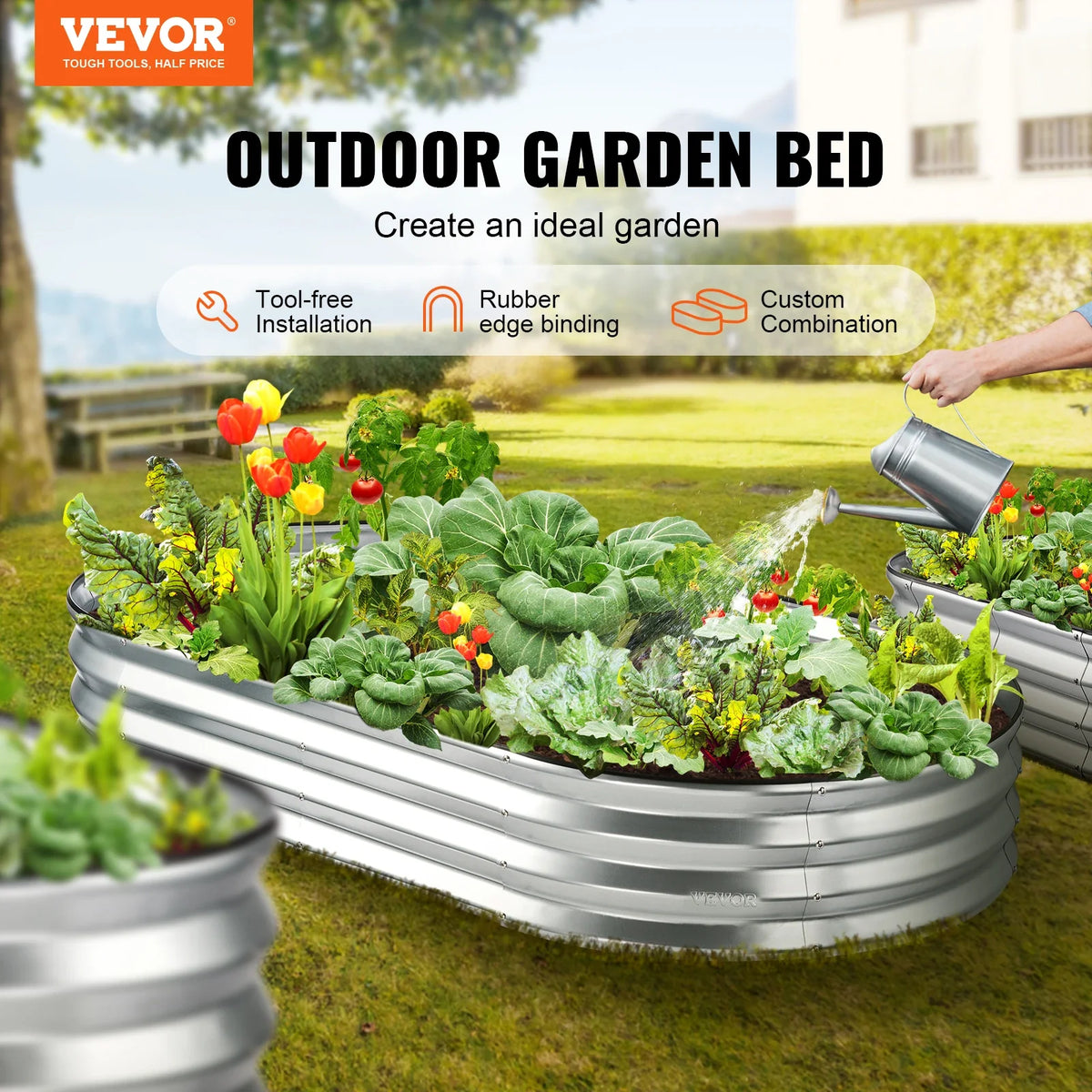 Raised Garden Bed Kit Large Metal Raised Planter Box Garden Beds Outdoor for Vegetables Flowers and Herbs with Open Bottom