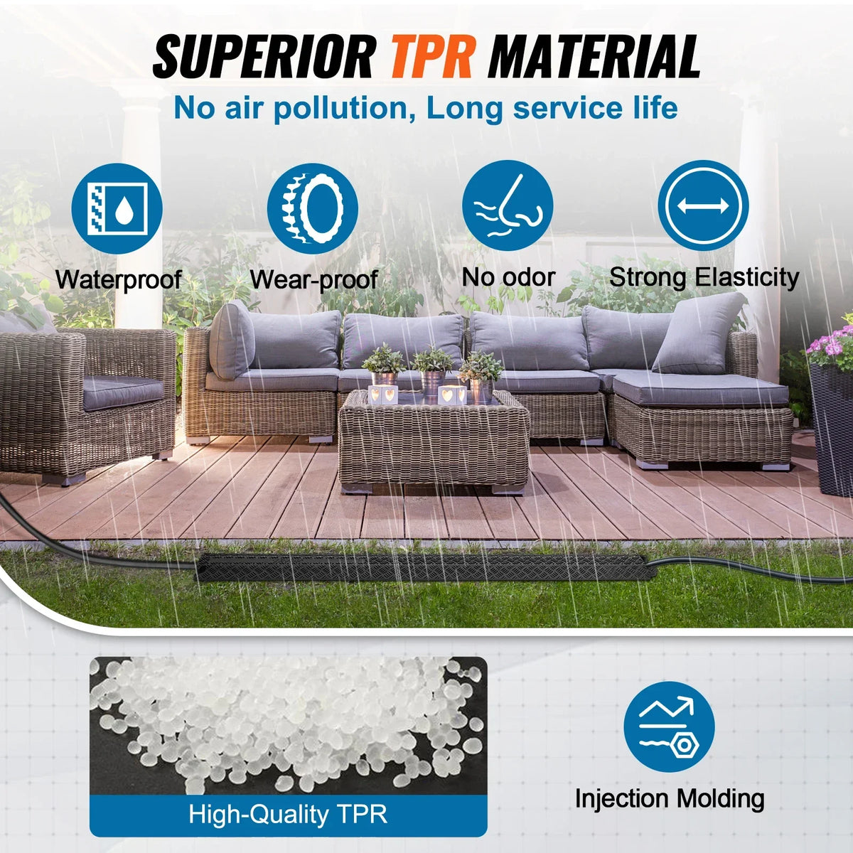 Drop Over Cable Cover Ramp 2,000 lbs/axle Load Capacity Heavy Duty TPR Cable Hose Protector Ramp for Indoor Outdoor Use