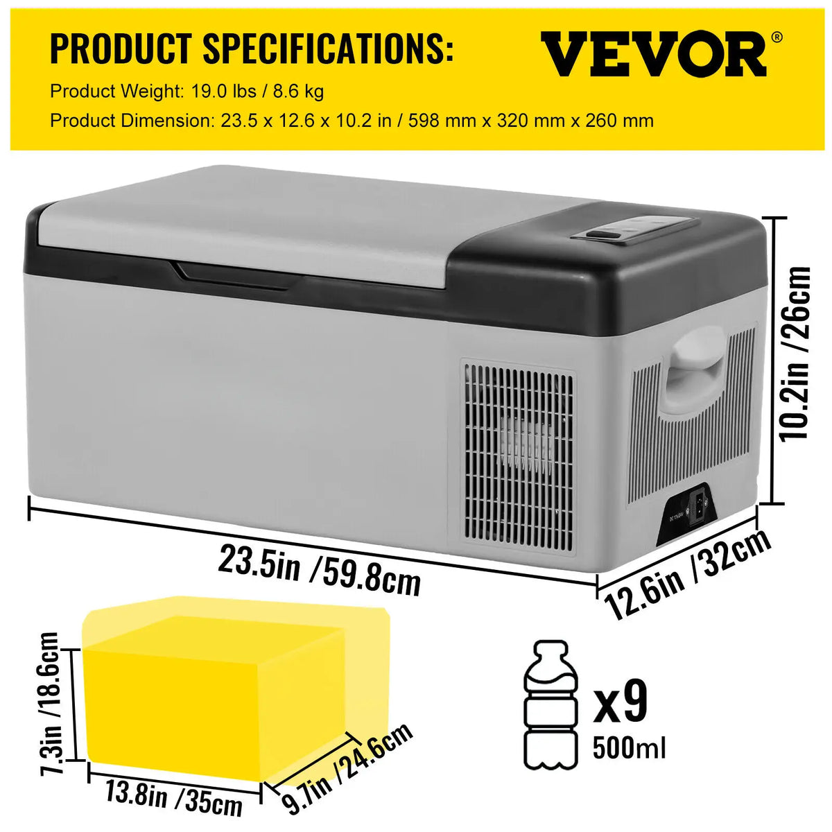 9L 15L Car Refrigerator Portable Compressor Fridge Freezer Cooler 12V/24V DC 110-240V AC for RV Travelling Camping Fishing