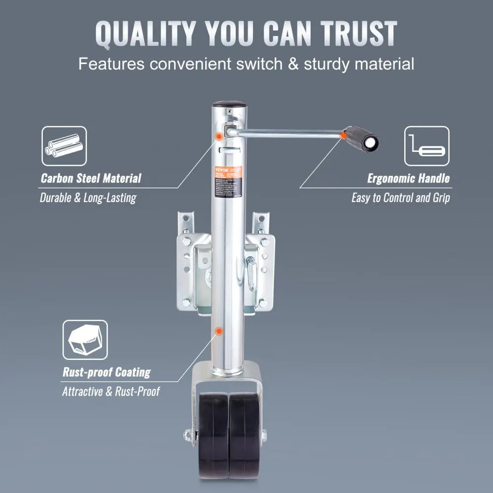 Boat Trailer Jack, Bolt-on Trailer Tongue Jack Weight Capacity 1500/2000 lbs,w/ PP Wheel & Handle for lifting Trailer