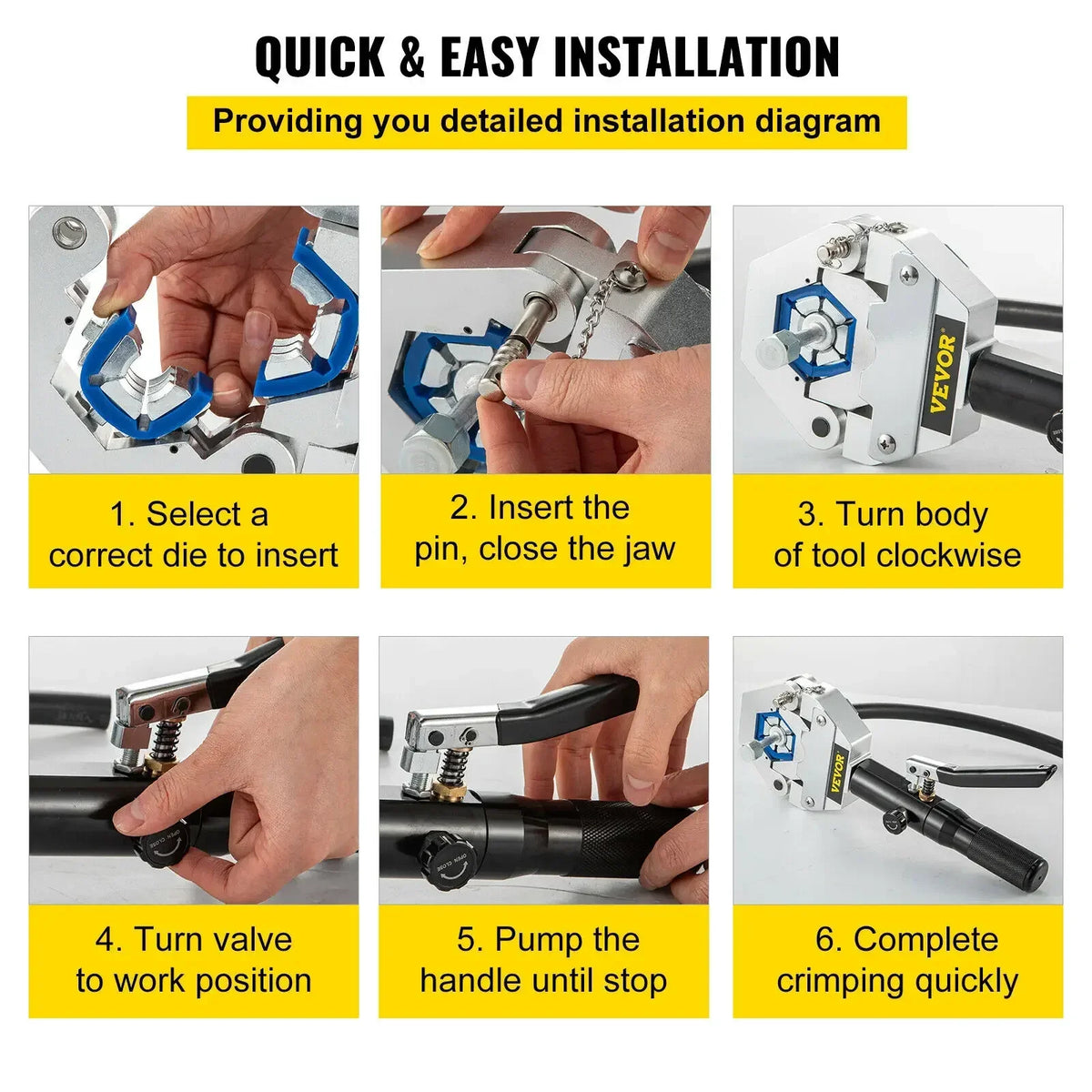 Manual AC Hose Crimper Kit 71500 with 7Dies Hydraulic Hose Crimping Tool Hydraulic Press Auto Air Conditioning Repair Set
