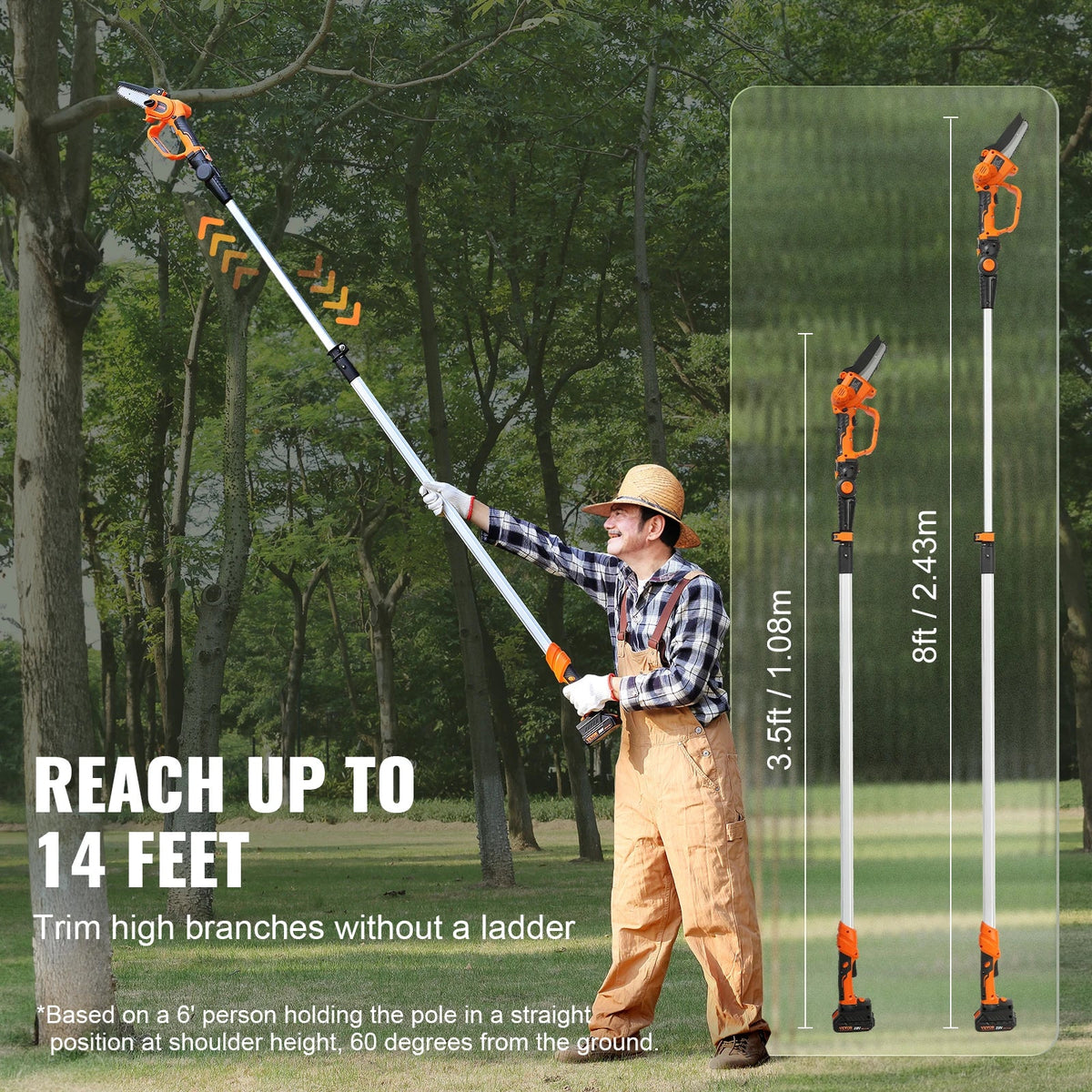 2-in-1 Cordless Pole Saw&Mini Chainsaw 20V 2Ah Battery Pole Chainsaw for Branch Cutting&Tree Trimming (Battery Included)