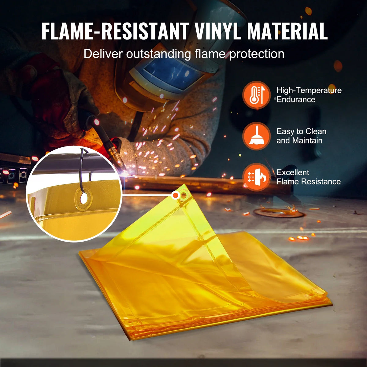 Welding Screen with Frame 6' x 6' Welding Curtain Screen Flame-Resistant Vinyl Welding Protection Screen on 4 Swivel Wheel