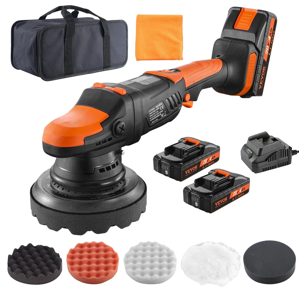 20V Cordless Buffer Polisher 6-Inch Brushless Dual Action Polisher with 6 Variable Speed Random Orbital for Car Polishing