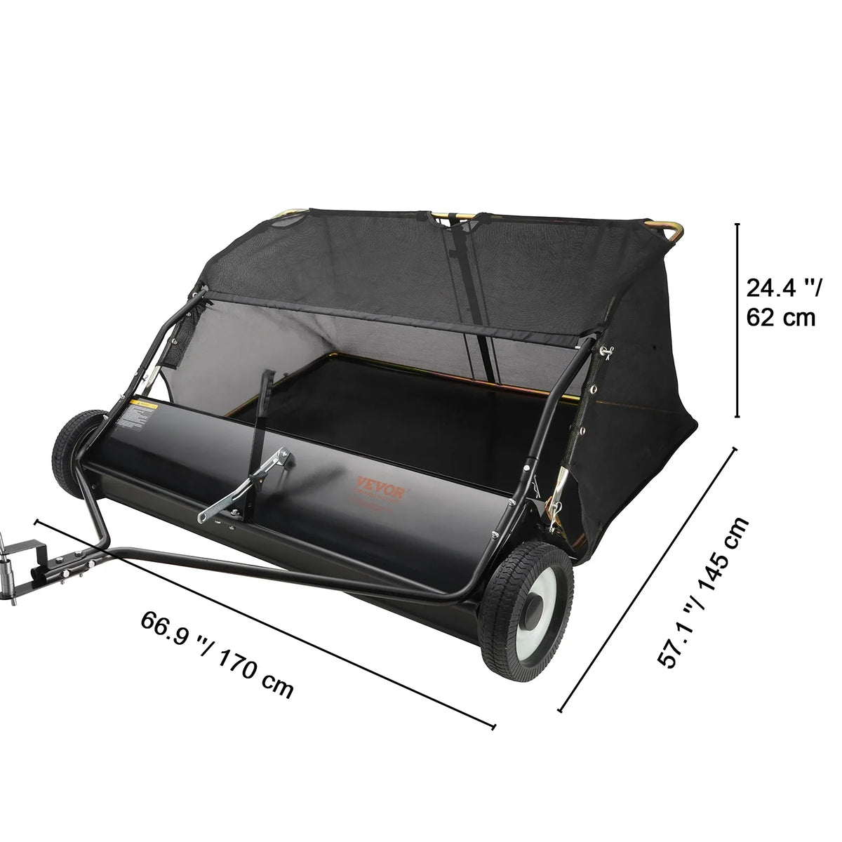 Tow Behind Lawn 21/26/44/50in Sweeper Large Capacity Heavy Duty Leaf & Grass Collector with Adjustable Sweeping for Pick