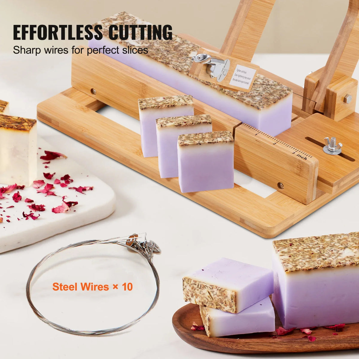 Soap Cutter 0-2 inch Adjustable Thickness Bamboo Soap Slicer With Adjustable Stainless Steel Wire Handmade Soap Cutter