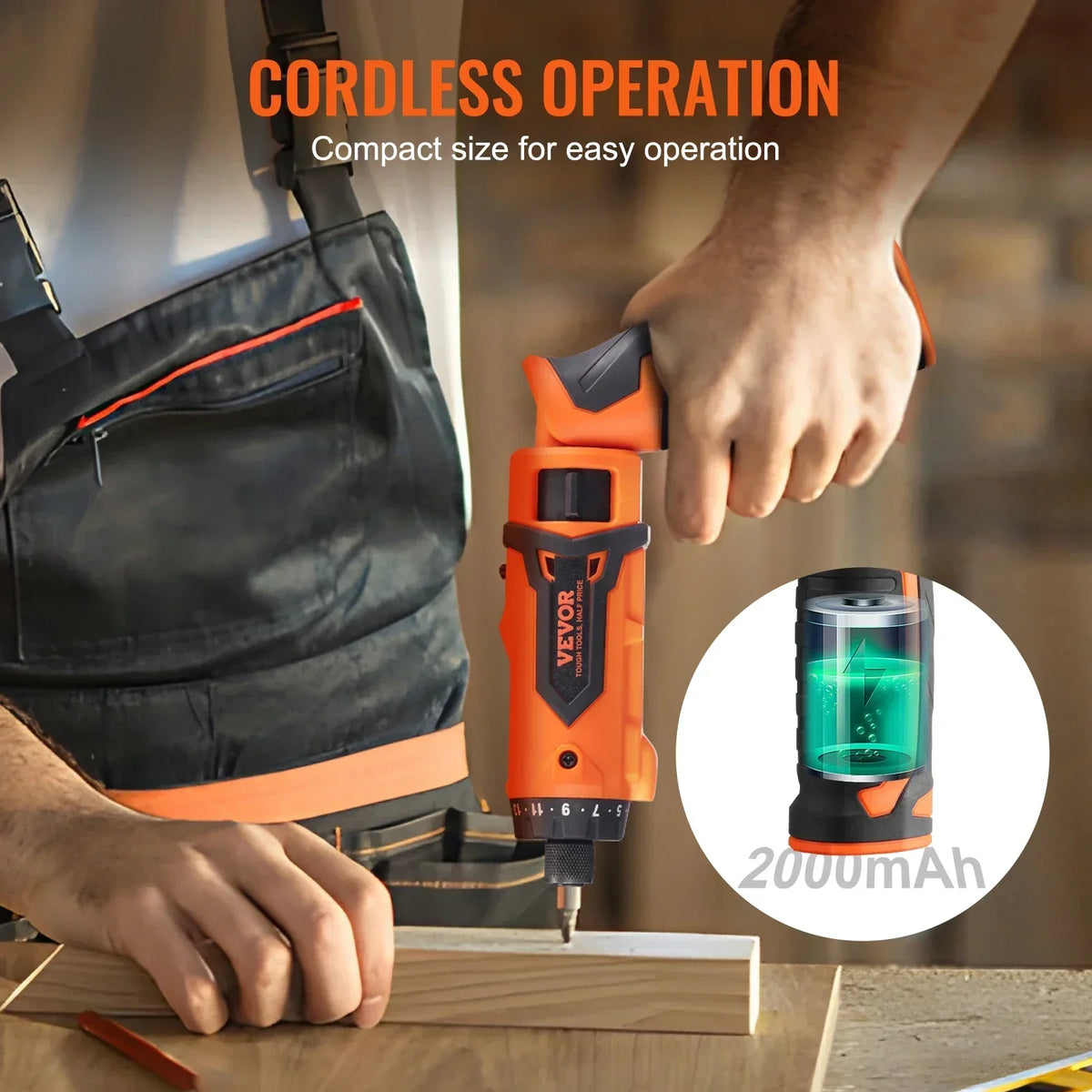 4V 6.5Nm Cordless Screwdriver Electric Screwdriver Rechargeable Set with 11 Accessory Kit and Charging Cable LED Light