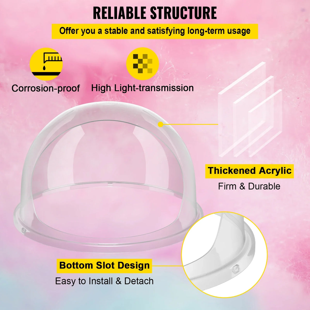 21" Commercial Cotton Candy Machine Cover Clear Floss Sugar Maker Bubble Shield Dome Childrens Party Holiday Celebration
