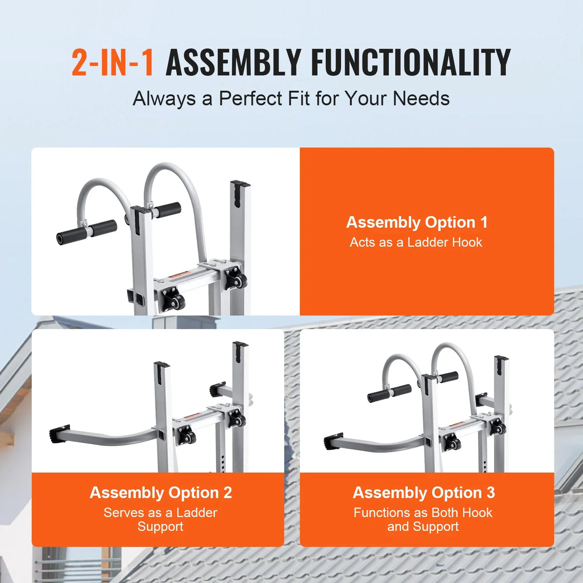 Ladder Stabilizer 2 in 1 Extension Wall Ladder Standoff Hook Roof Ridge Ladder Accessories Both Horizontally Vertically