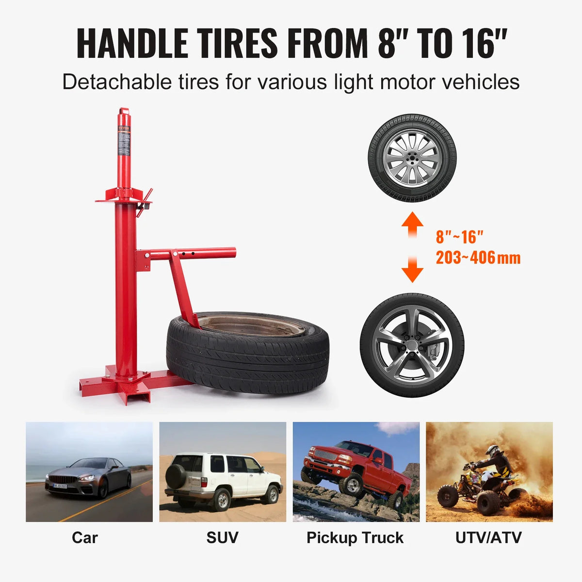 Portable Hand Bead Breaker Mounting Tool for 203-406mm Tires Compatible with Car Truck Trailer for Home Garage