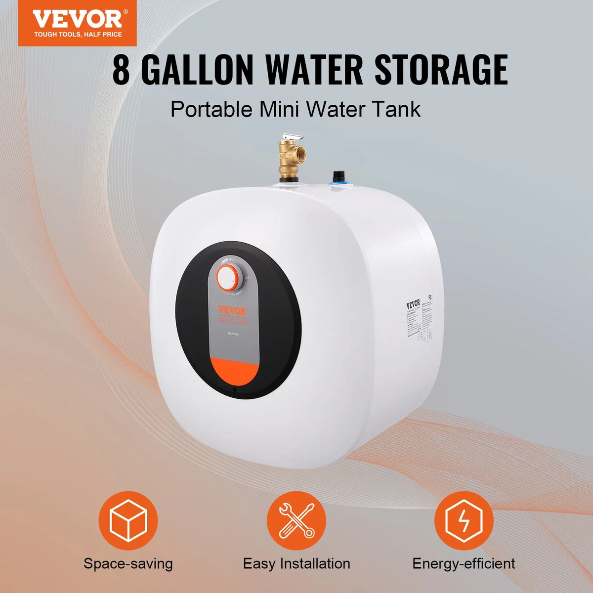 Electric Mini-Tank Water Heater, 2.5/4/8-Gal Tank Hot Water Storage, Safety Temperature Pressure Valve,for Kichen Bathroom