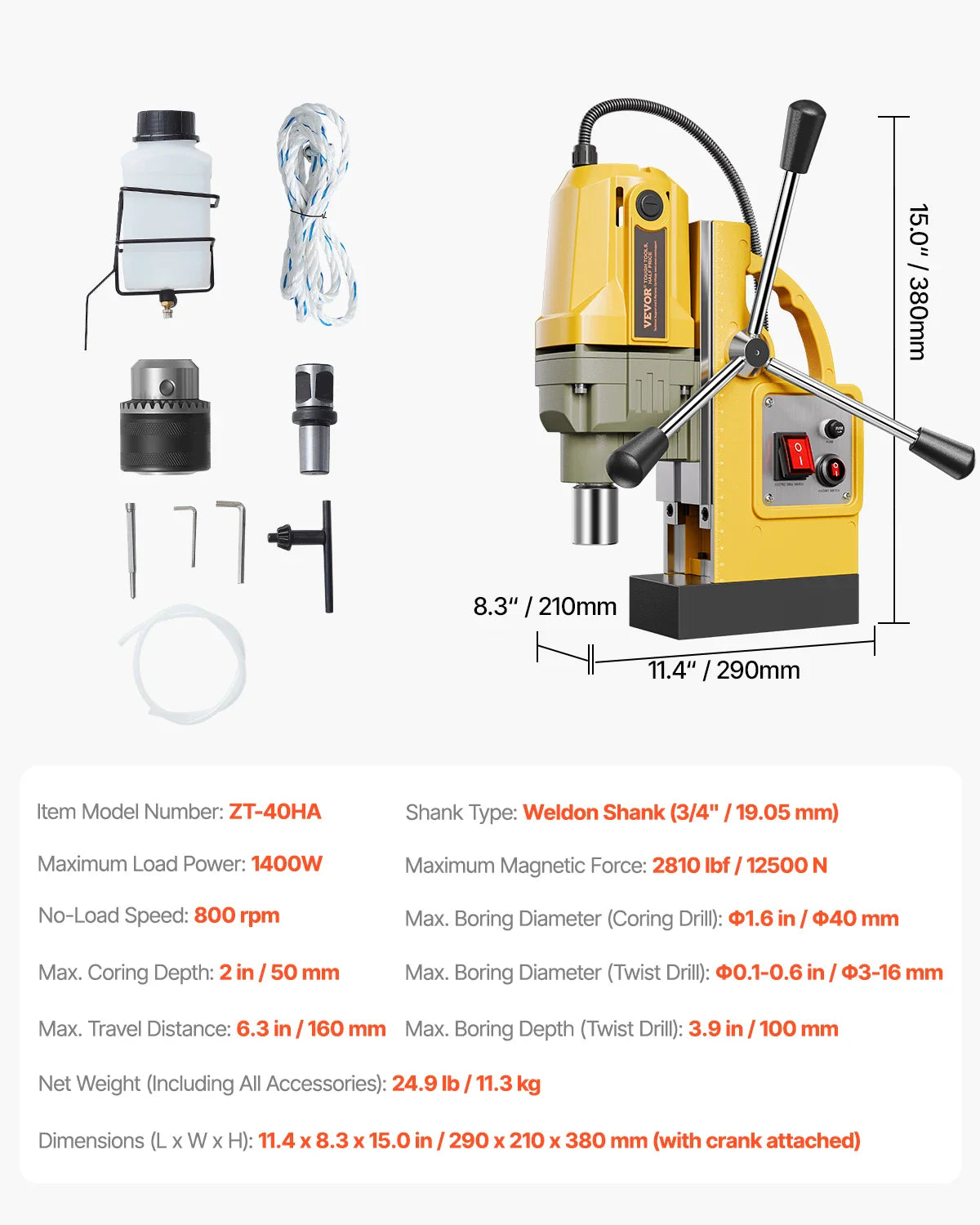 Magnetic Drill Boring Diameter Portable Electric Mag Drill Press Drilling Machine for Metal Surface Industrial Improvement