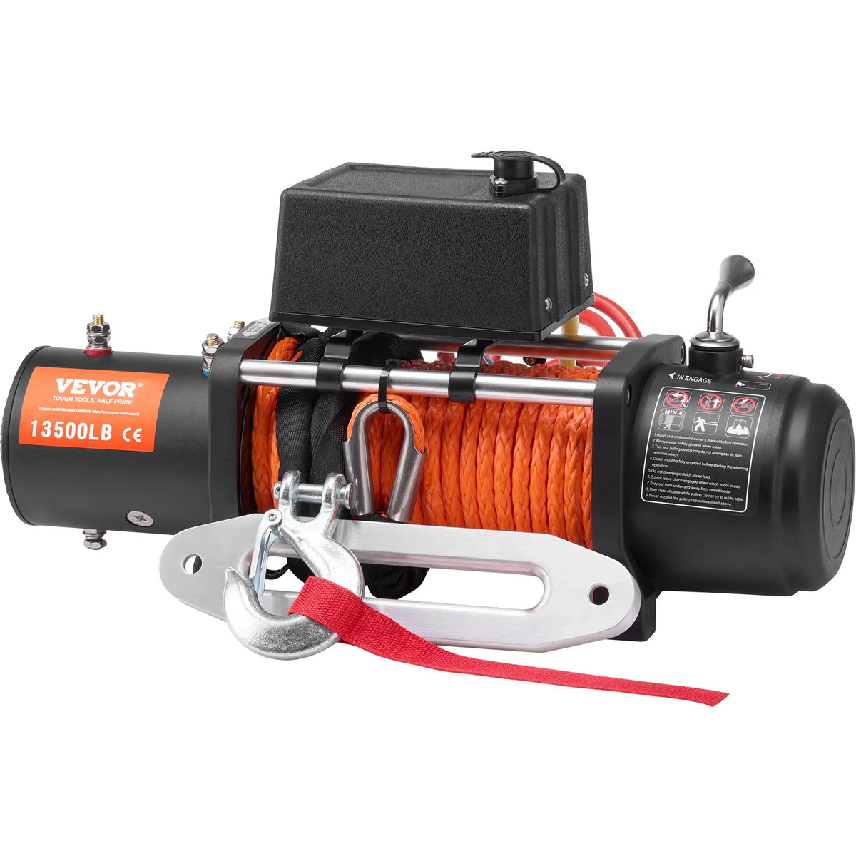 Electric Winch 13500lbs with 3/8in 80ft Synthetic Rope Wireless Truck Winch IP55 Waterproof for Towing Off-Road SUV Jeep