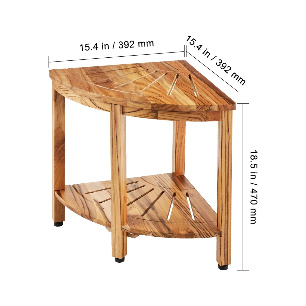 Corner Teak Shower Bench 100% Teak Wood Corner Shower Beach Mold resistant Shower Stool for Inside Outside Shower Bathroom