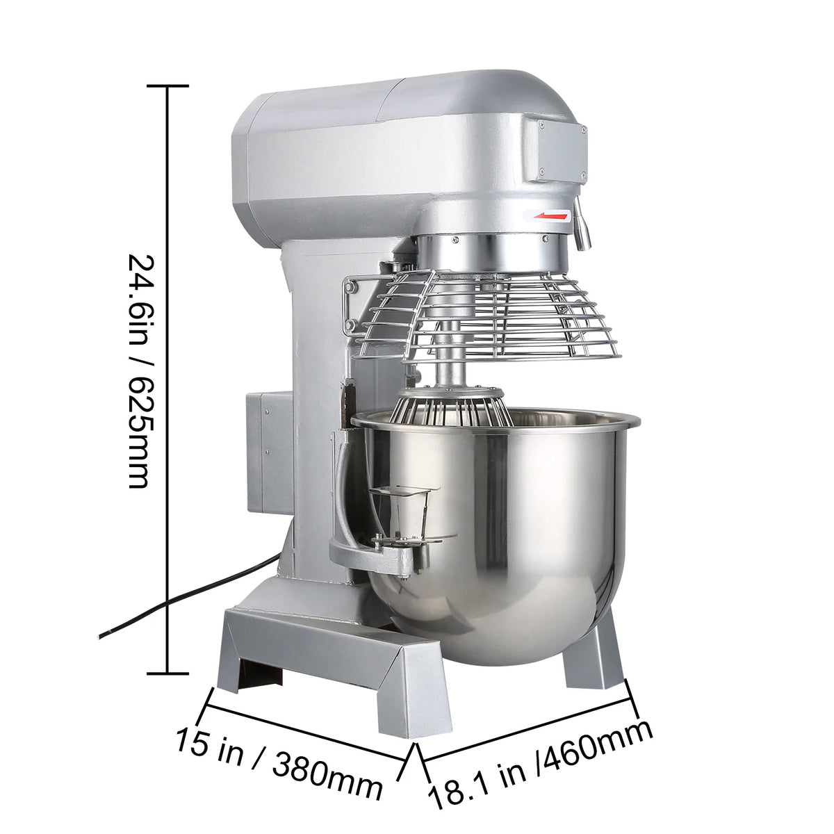 Commercial Food Mixer 10Qt 450W 3 Speeds Adjustable 110/178/390 RPM Heavy Duty 110V Stainless Steel Whisk Beater Premium
