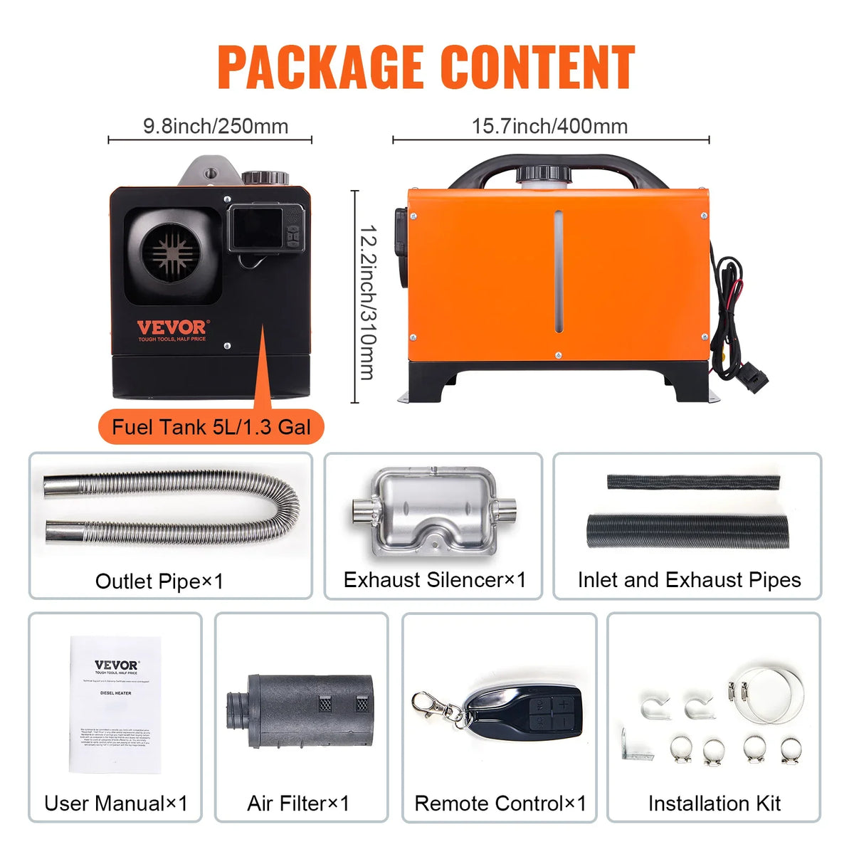 8KW Diesel Air Heater All-in-one Car Diesel Heater with  Bluetooth LCD Portable Parking Heater for RV Trailer Camper Boat
