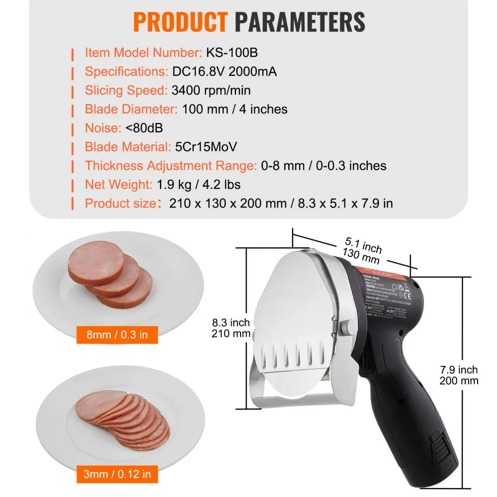 Electric Shawarma Knife Turkish Doner Kebab Meat Gyro Cutter with 2 Blades