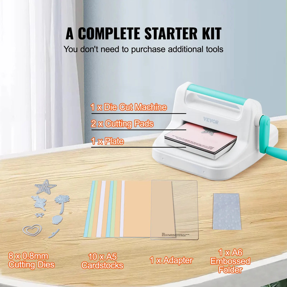 Manual Die Cutting & Embossing Machine, Portable Cut Machines, 6/9 inch Opening Scrapbooking Machine Full Kit Included