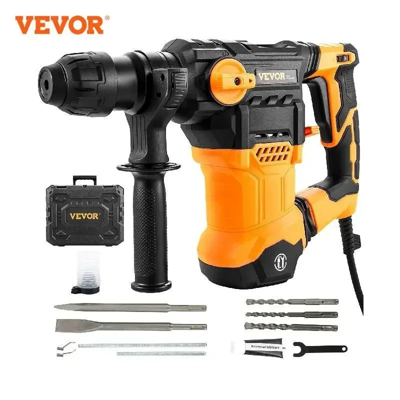 Rotary Hammer Drill  1500W Max Drilling 32mm 4 Modes SDS-Plus Corded Demolition Chipping Metal Concrete Breaker Jackhammer