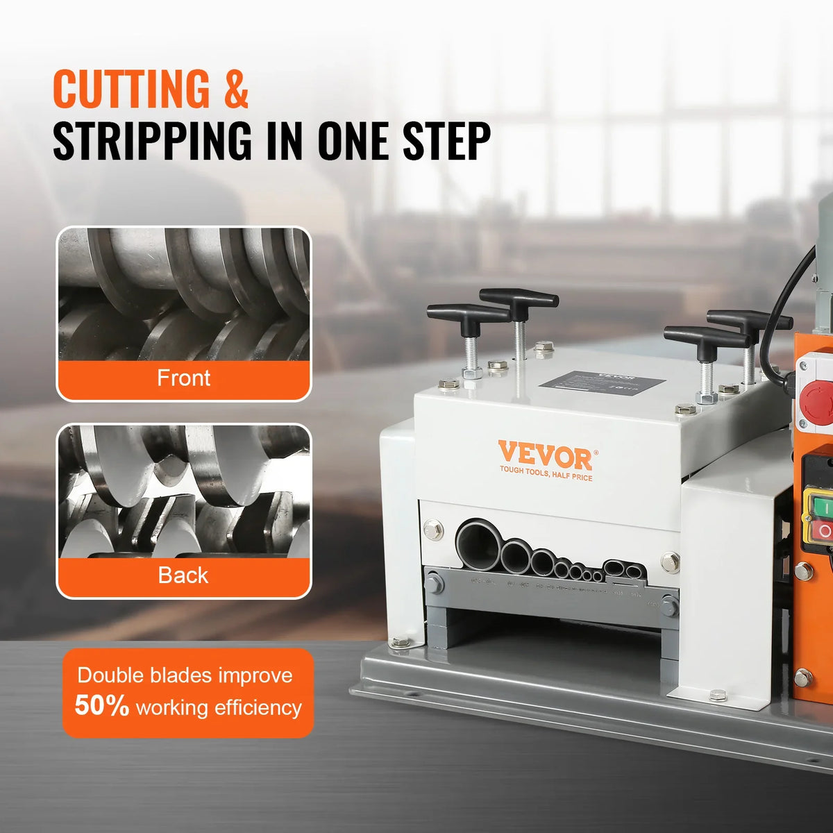 Electric Wire Stripping Machine Cable Stripper Peeler 1500W 1.5-40mm 9 Channels with Double Blades Scrap Copper Recycling