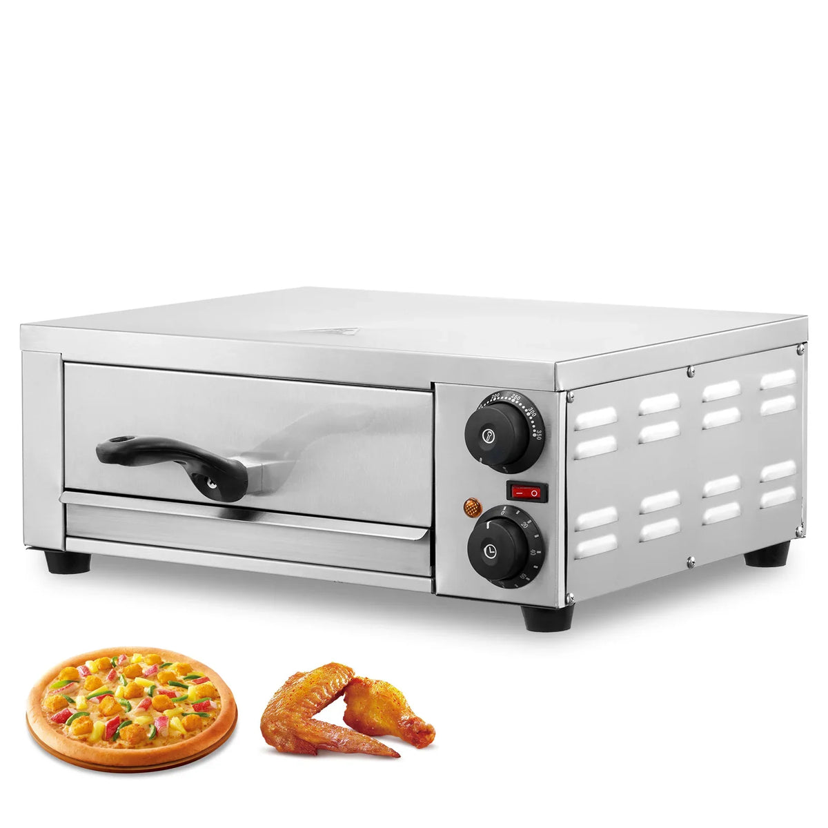 Electric Pizza Oven, 12-inch, 1500W, with Temp Control & 0-120 Min Timer, Even Baking Technology & Easy Clean Crumb Tray
